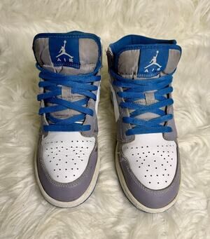 WORN Nike Air Jordan 1Mid True Blue Size US6Y Youth Sneakers